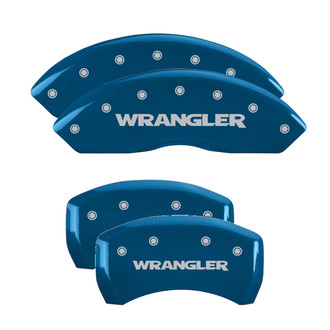 MGP® - Gloss Blue Caliper Covers with Wrangler Engraving (Full Kit, 4 pcs)