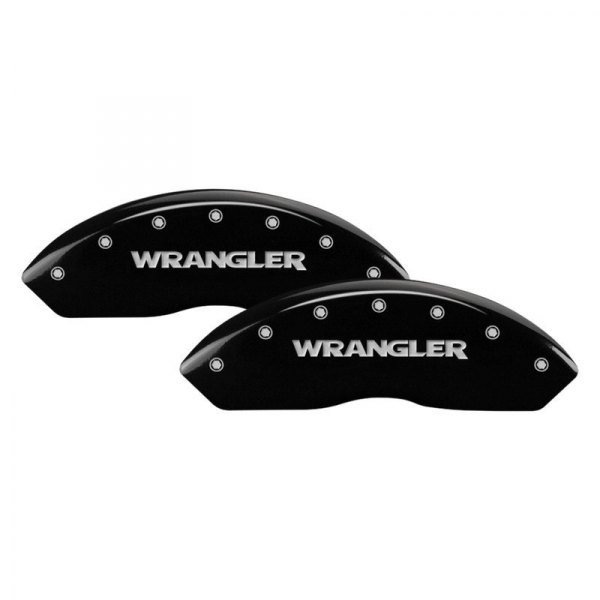 MGP® - Gloss Black Front Caliper Covers with Wrangler Engraving (Full Kit, 4 pcs)