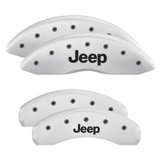 MGP® - Gloss White Caliper Covers with Jeep Engraving (Full Kit, 4 pcs)