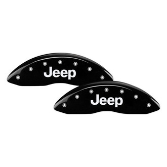 MGP® - Gloss Black Caliper Covers with Jeep / Grill Logo Engraving (Full Kit, 4 pcs)