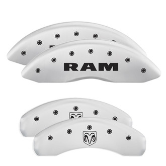 MGP® - Gloss White Caliper Covers with Ram / Ramhead Engraving (Full Kit, 4 pcs)