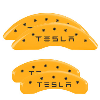 MGP® - Gloss Yellow Caliper Covers with Tesla Engraving (Full Kit, 4 pcs)