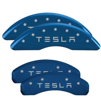 MGP® - Gloss Blue Caliper Covers with Tesla Engraving (Full Kit, 4 pcs)