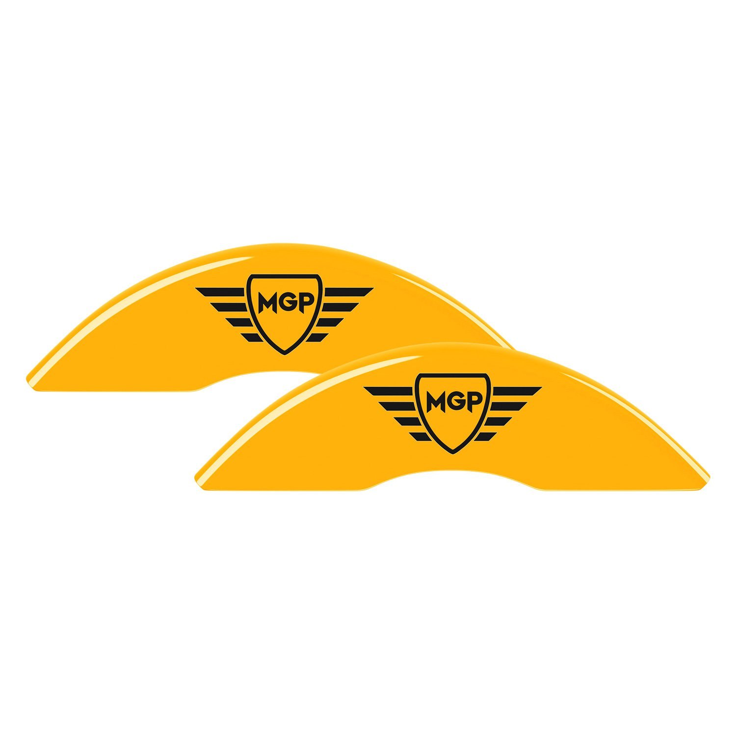 MGP Caliper Covers Set Of 4: Yellow Finish, Black MOPAR Jeep