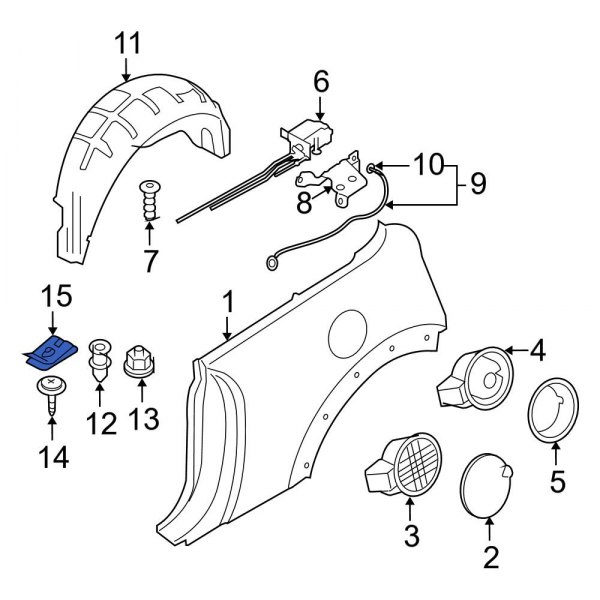 Quarter Panel Splash Shield Nut