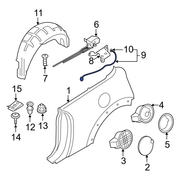 Mini OE 51252755092 Rear Fuel Filler Door Release Cable