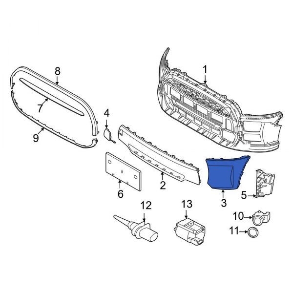 Mini OE 51119450570 Rear Bumper Cover Spacer Panel