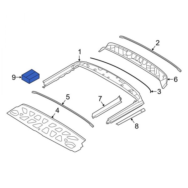Convertible Top Stowage Compartment Trim Panel Hardware Kit
