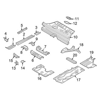 Mini OE - Pillars, Rocker & Floor - Floor & Rails (Hardtop), (Base / John Cooper Works / S 2 Doors Hatchback)