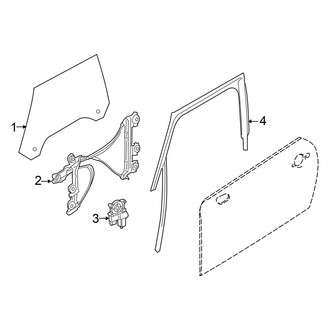 Mini OE - Front Door - Glass & Hardware (Hard Top), (Base / S 4 Doors)