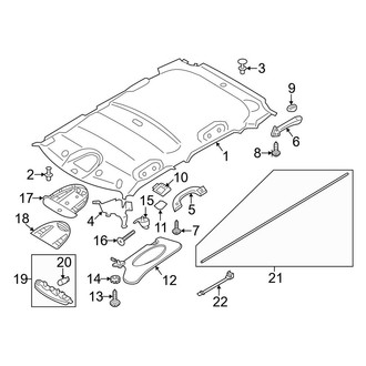 Mini OE - Roof - Interior Trim (W/O Sunroof), (Base / John Cooper Works ALL4 / S / S ALL4)