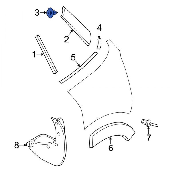 Quarter Panel Reveal Molding Clip