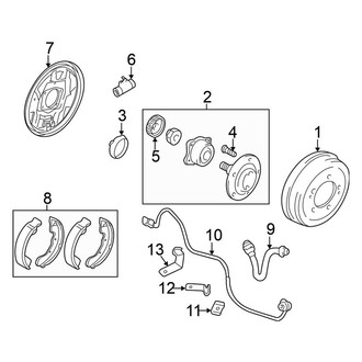 Mitsubishi OE - Rear Suspension - Brake Components (Drum Brakes), (DE / ES / LS Rear Drum Brakes)