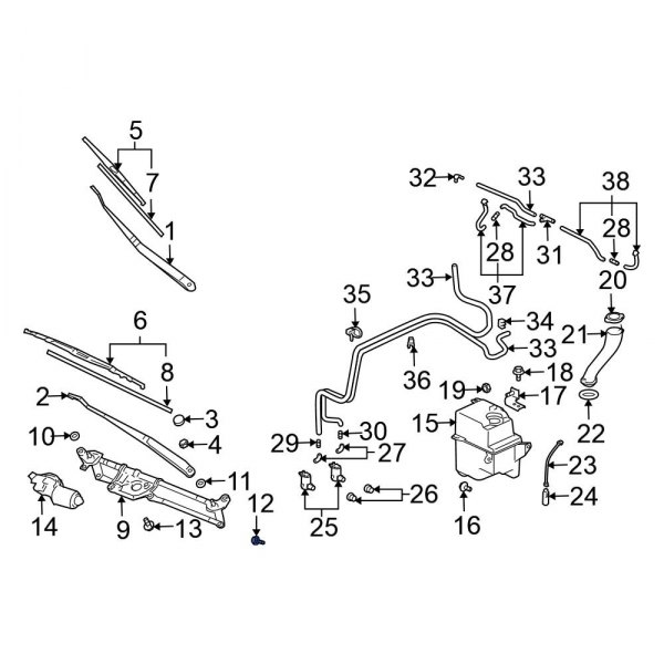 Mitsubishi OE MR957770 Outer Windshield Wiper Linkage Bolt