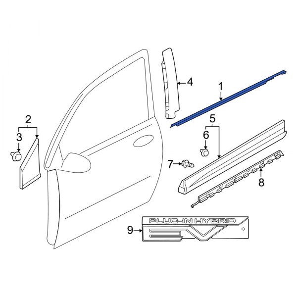 Mitsubishi OE 5727A551 Front Left Door Belt Molding