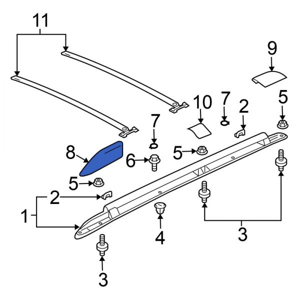 Mitsubishi OE MR987861 Front Left Roof Rack Cover
