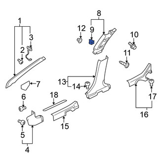 Mitsubishi OE - Upper Body B-Pillar Trim Panel Clip
