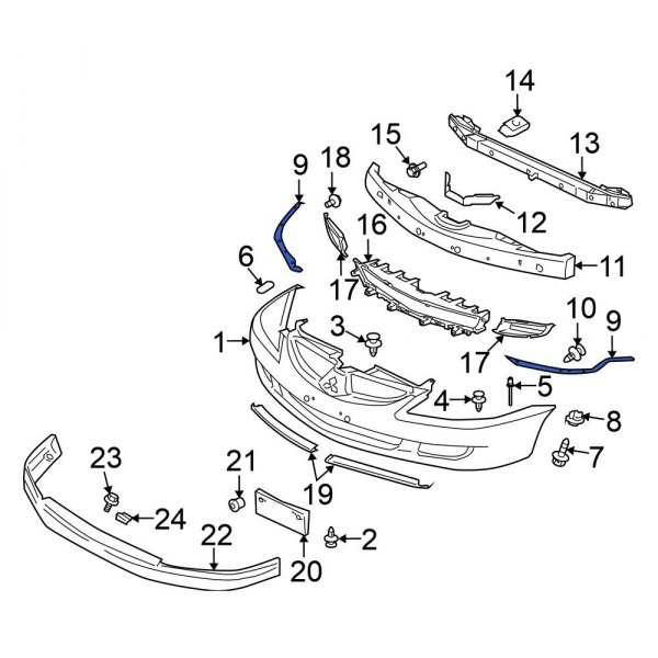 Mitsubishi OE MN126460 - Front Left Bumper Cover Reinforcement