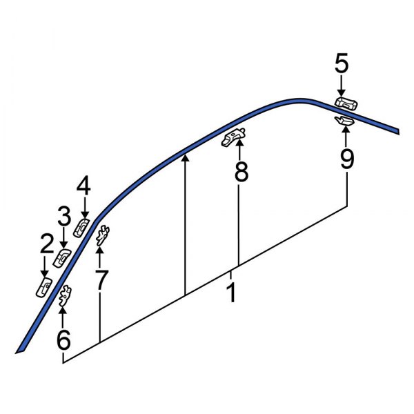 Mitsubishi OE MR520287 Left Roof Drip Molding