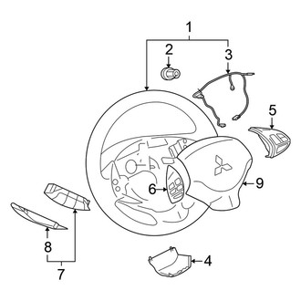 Mitsubishi OE - Steering Wheel & Trim (With Remote Control Switch), (DE / ES Sportback / GTS Sportback)
