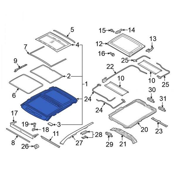 Mitsubishi OE 91300W000P Sunroof Assembly