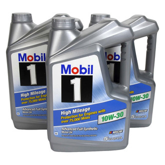 Mobil 1® - High Mileage™ SAE 10W-30 Full Synthetic Motor Oil, 5 Quarts x 3 Jugs