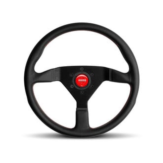 MOMO® - 3-Spoke Montecarlo Series Leather Steering Wheel with Red Stitch