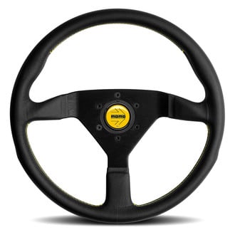 MOMO® - 3-Spoke Montecarlo Series Leather Steering Wheel with Yellow Stitch