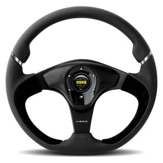 MOMO® NER35BK0B - 3-Spoke Nero Series Leather Steering Wheel with Suede Inserts