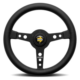 MOMO® - 3-Spoke Prototipo Series Leather Steering Wheel with Black Spokes