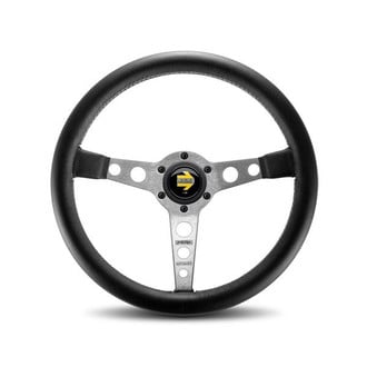 MOMO® - 3-Spoke Prototipo Series Leather Steering Wheel with Silver Spokes