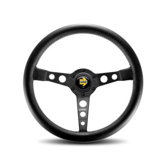 MOMO® - 3-Spoke Prototipo Series Leather Steering Wheel with Black Spokes