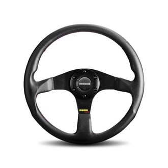 MOMO® TUN35BK0B - 3-Spoke Tuner Series Black Leather Steering Wheel