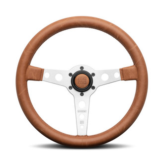 MOMO® - 3-Spoke Prototipo Series Leather Steering Wheel with Brushed Spokes