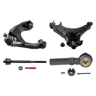 MOOG® - Front Driver Side Lower and Upper Control Arm with Ball Joint and Tie Rod End Kit
