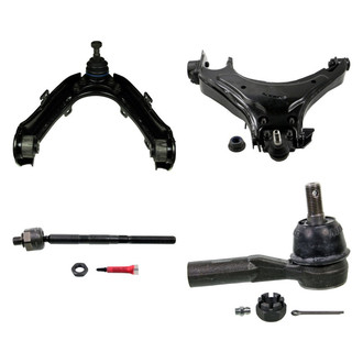 MOOG® - Front Driver Side Lower and Upper Control Arm with Ball Joint and Tie Rod End Kit
