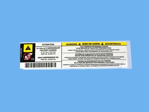 Mopar® - Fan Caution A/C Spec & Belt Rtg Label