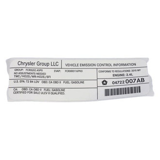 Mopar® - Vehicle Emission Control Information Label