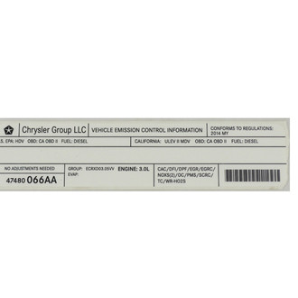 Mopar® - Vehicle Emission Control Information Label