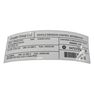 Mopar® - Vehicle Emission Control Information Label