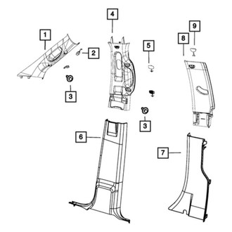 Ram OE - Left Lower Door Pillar Post Trim Set