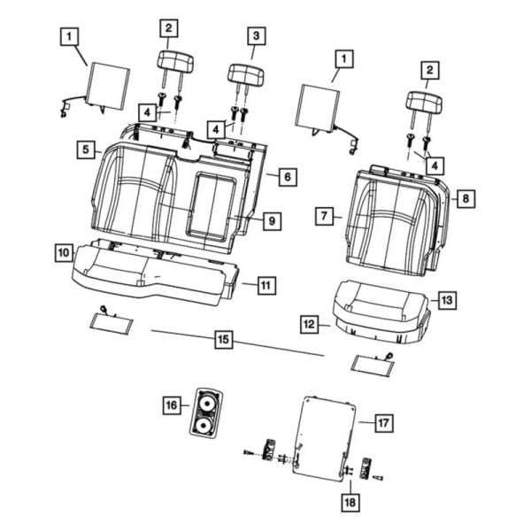 Ram OE 1NS14TX7AA - Rear Seat Armrest Base