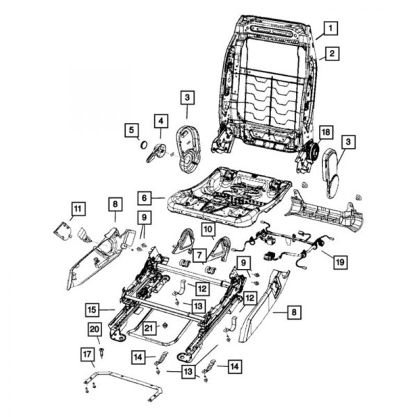 Mopar® - Passenger Side Outboard Seat Adjuster Shield, Right Side