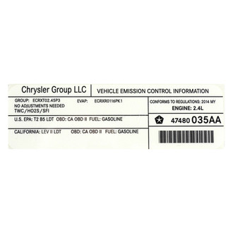 Jeep OE - Emission Label