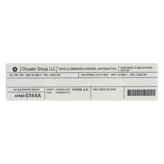 Mopar® - Vehicle Emission Control Information Label