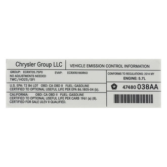 Mopar® - Vehicle Emission Control Information Label