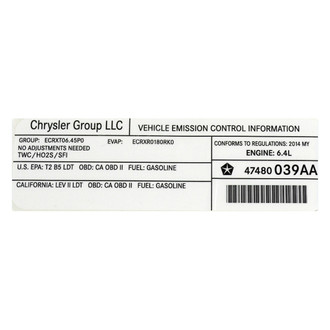 Mopar® - Vehicle Emission Control Information Label