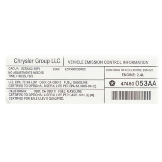 Mopar® - Vehicle Emission Control Information Label