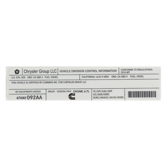 Mopar® - Vehicle Emission Control Information Label