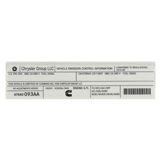 Mopar® - Vehicle Emission Control Information Label